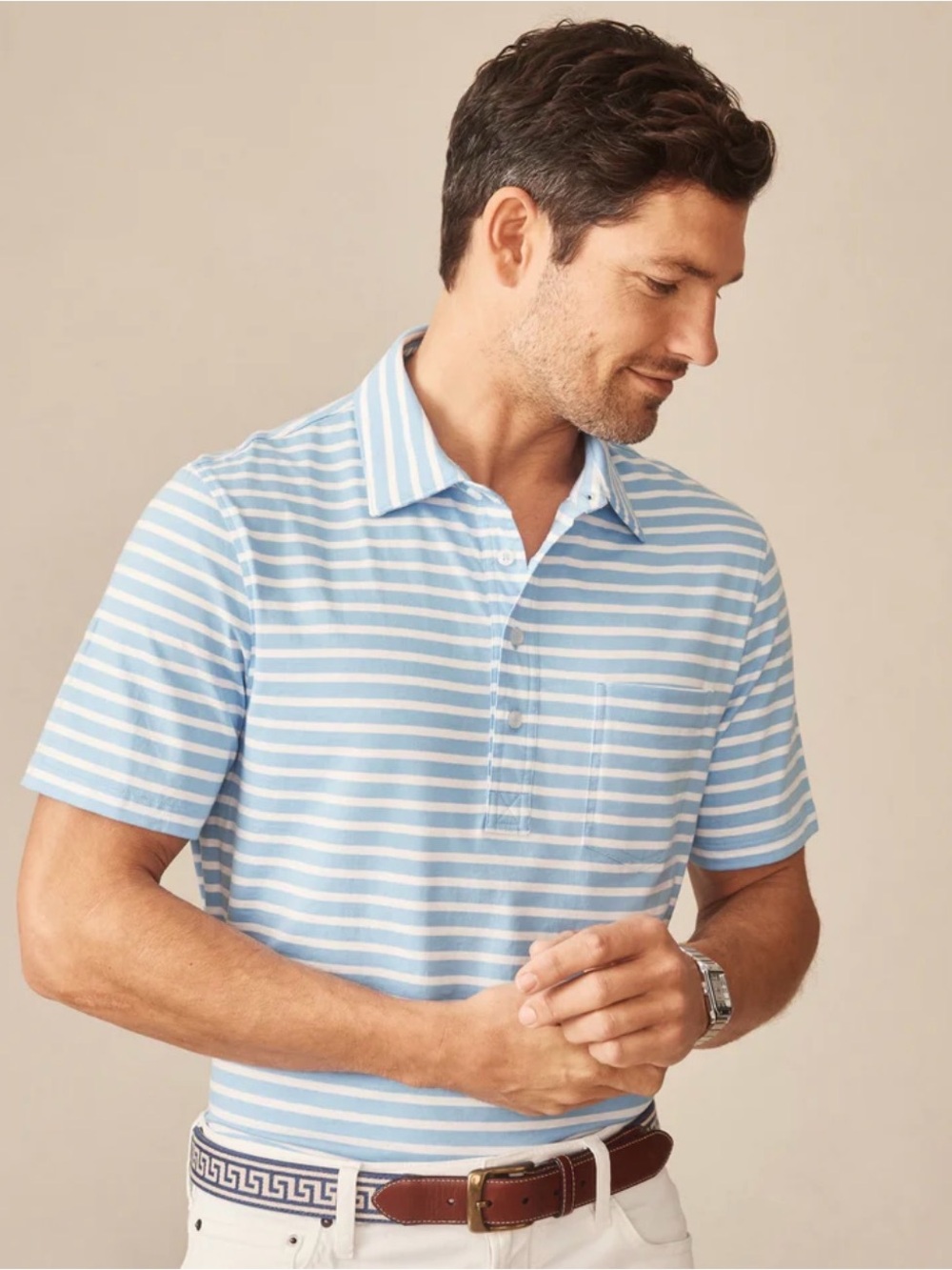 J. McLaughlin Owens Polo in Brenton Stripe Size L NWT